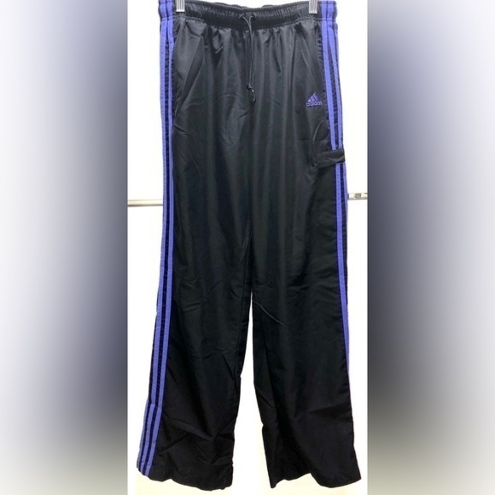 💘Adidas Vintage Black 3 Stripe Purple Track Pants
